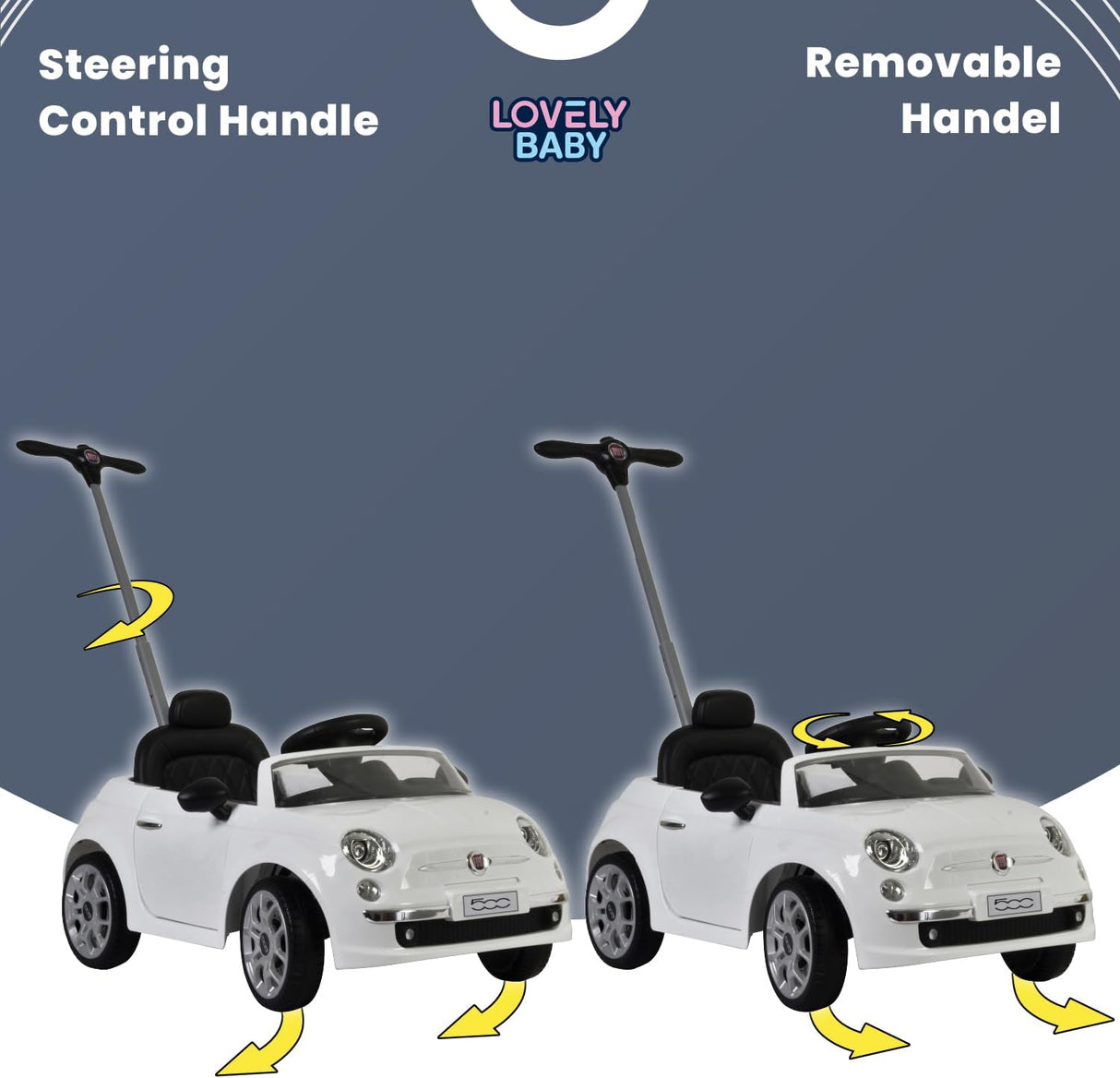 FIAT 500-Style Push Car for Toddlers – White