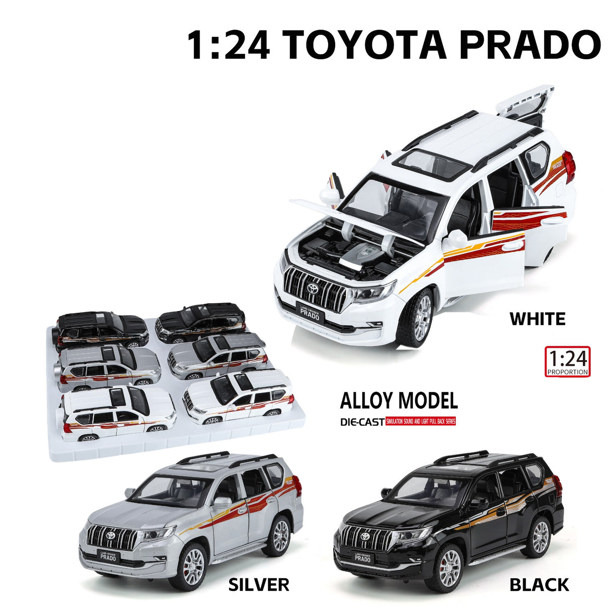 Toyota Prado Model 1:24 (Assorted colors, sold as single)