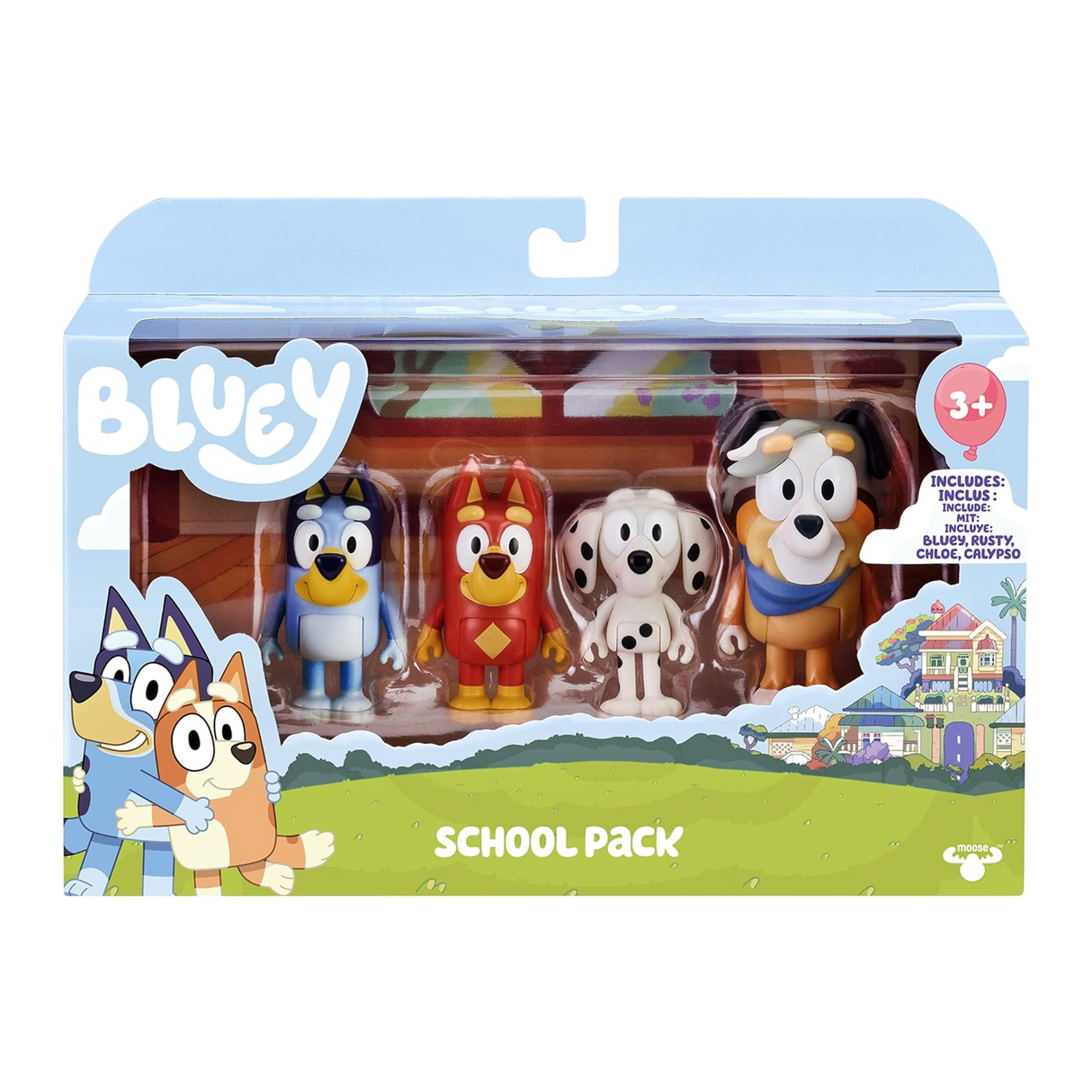 Bluey School Pack (4 Pack of 2.5-3" Poseable Figures)