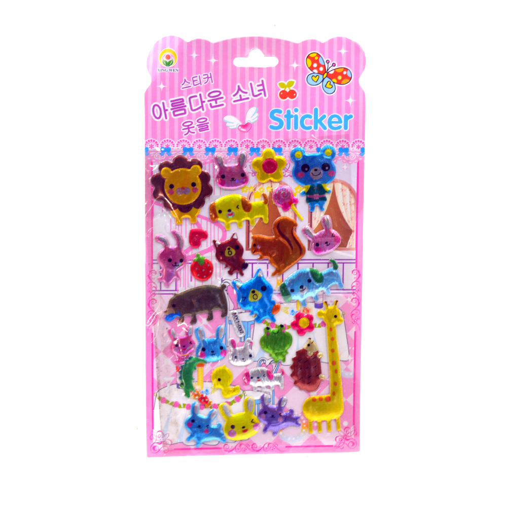 Animals Puffy Stickers (Assorted Colors, Sold As Single)