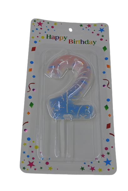 Pastel Number 2 Birthday Candle - Soft Hues for Toddler 2nd