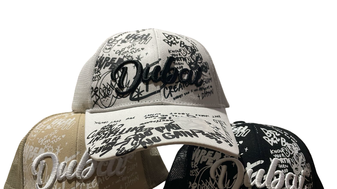 Cap with Scenery DXB Muliple fonts (Assorted Designs, Sold as Single)