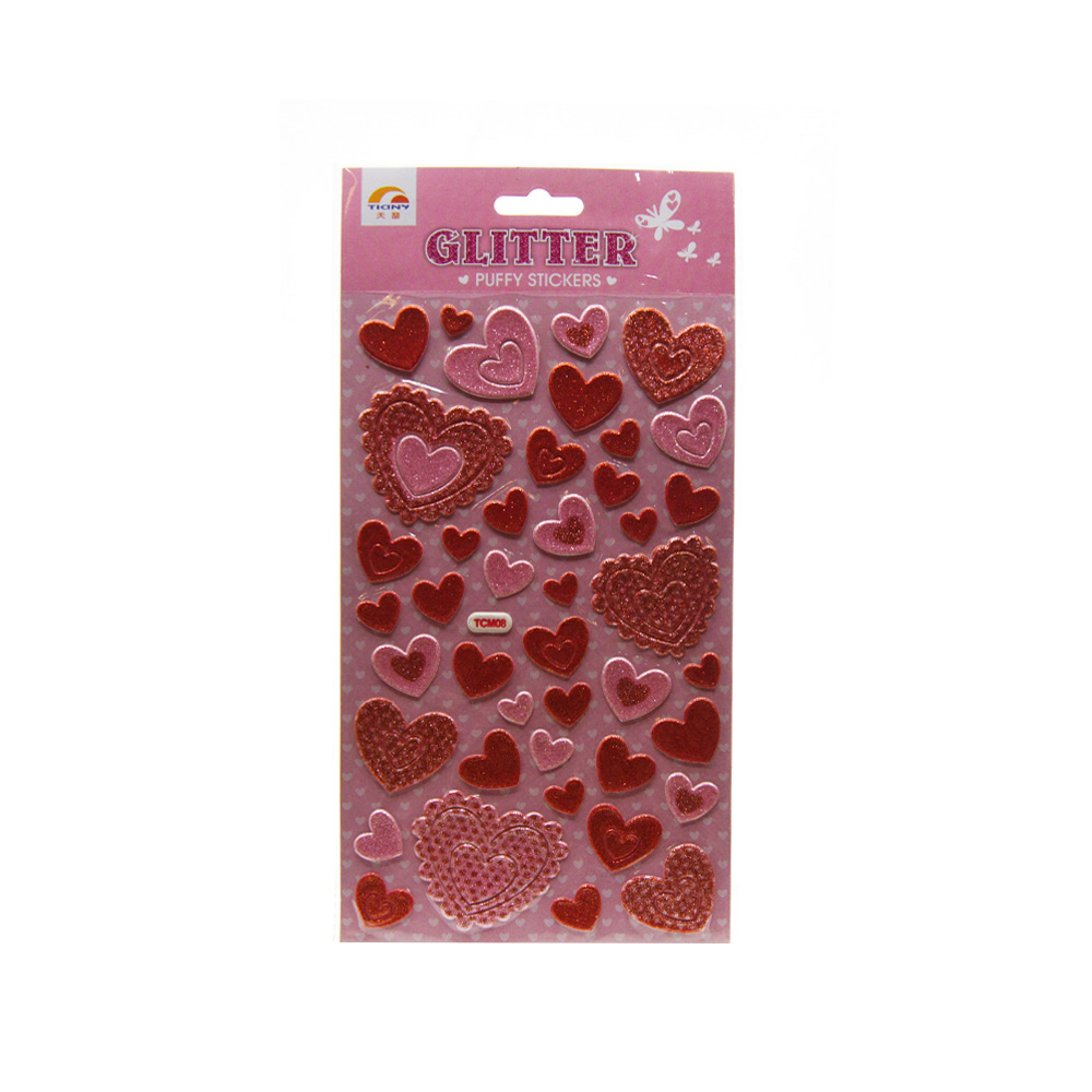 Heart Glitter Puffy Stickers