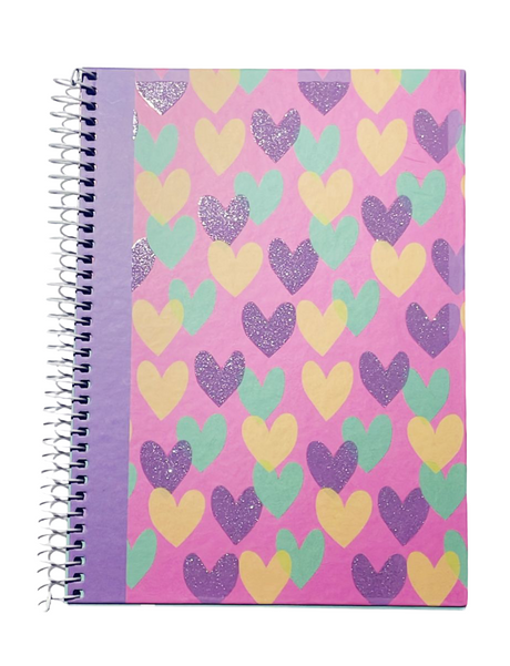 A5 Hardcover Spiral Notebook – 80 Sheets, 90 GSM, Lined – Hearts Design