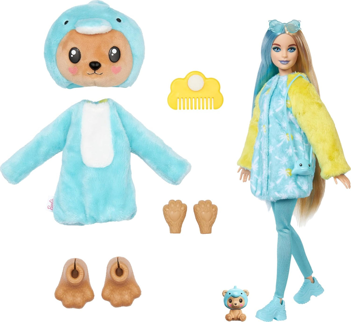 Barbie Cutie Reveal Teddy Bear As Dolphin Costume Doll & Accessories