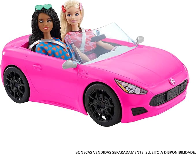 Barbie Pink Convertible 2-Seater Vehicle with Rolling Wheels for 3 to 7 Year Olds