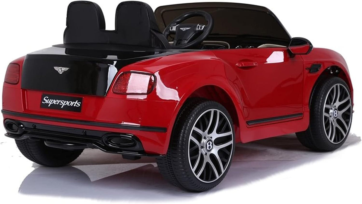 DERAK Ride On Bentley SuperSports Electric Car – 2 Seater 12V with EVA Leather Seat (Painted Red Black)