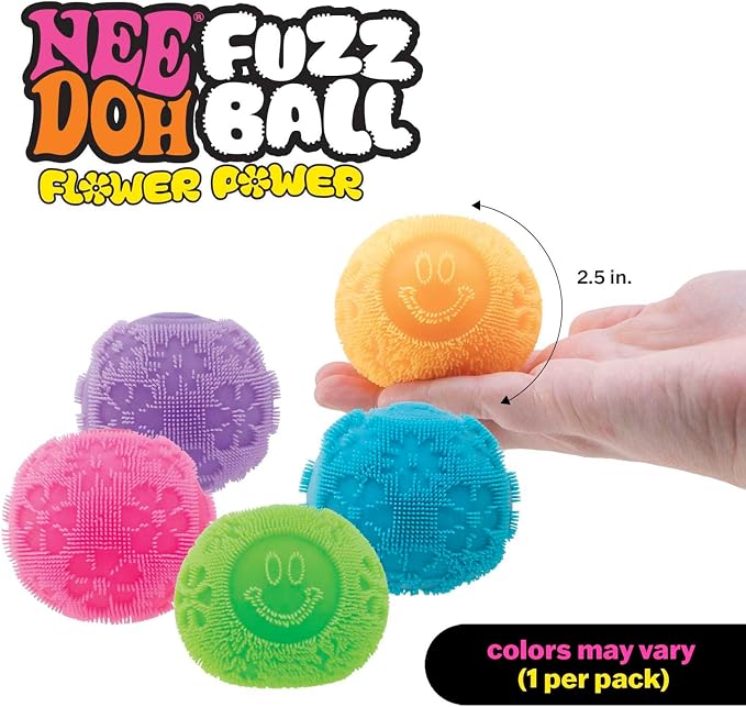 NeeDoh Fuzz Ball Flower Power Sensory Toy Velvet Texture