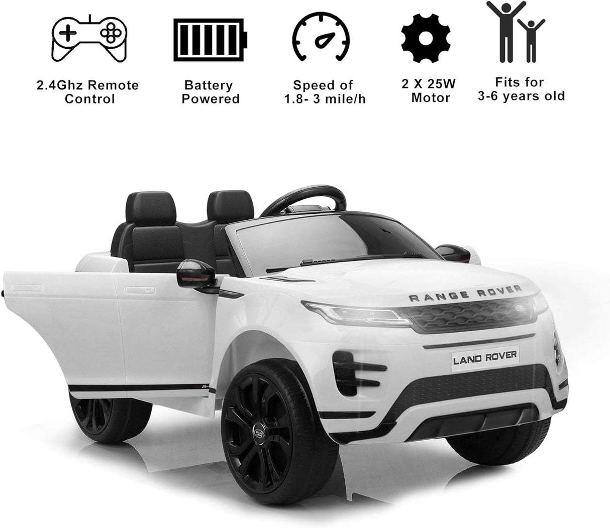 Range Rover Kids Ride On Car with Parental Remote Control - White