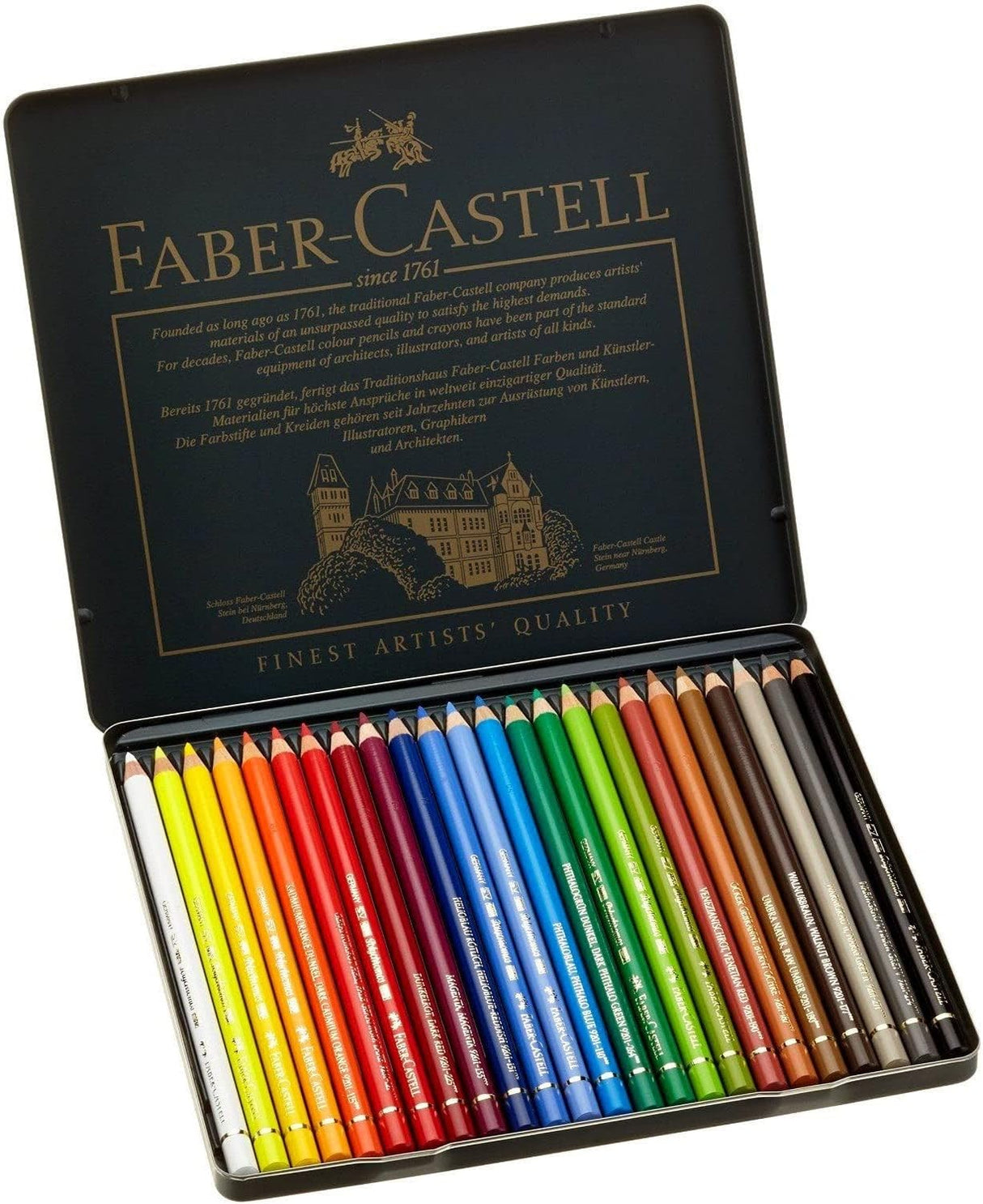 Faber-Castell Polychromos Artists Color Pencils 24 In A Flat Metal Tin