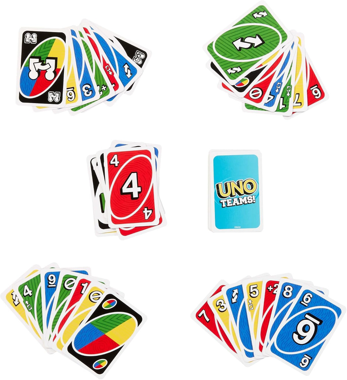 UNO Teams Card Game for Family Nights and Travel with Colorblind Accessible Cards