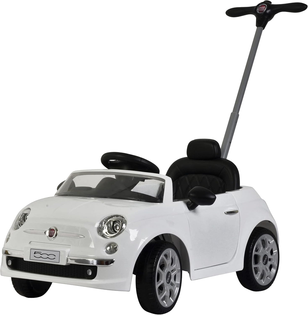 FIAT 500-Style Push Car for Toddlers – White