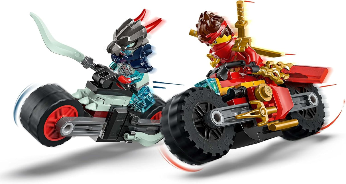 LEGO NINJAGO Kai’s Motorcycle Speed Race Set - 2 Ninja Motorbike Toys with Spinning Wheels plus 2 Minifigures with Weapon Accessories - Gift for 6+ Year Old Boys & Dragons Rising Fans - 71838