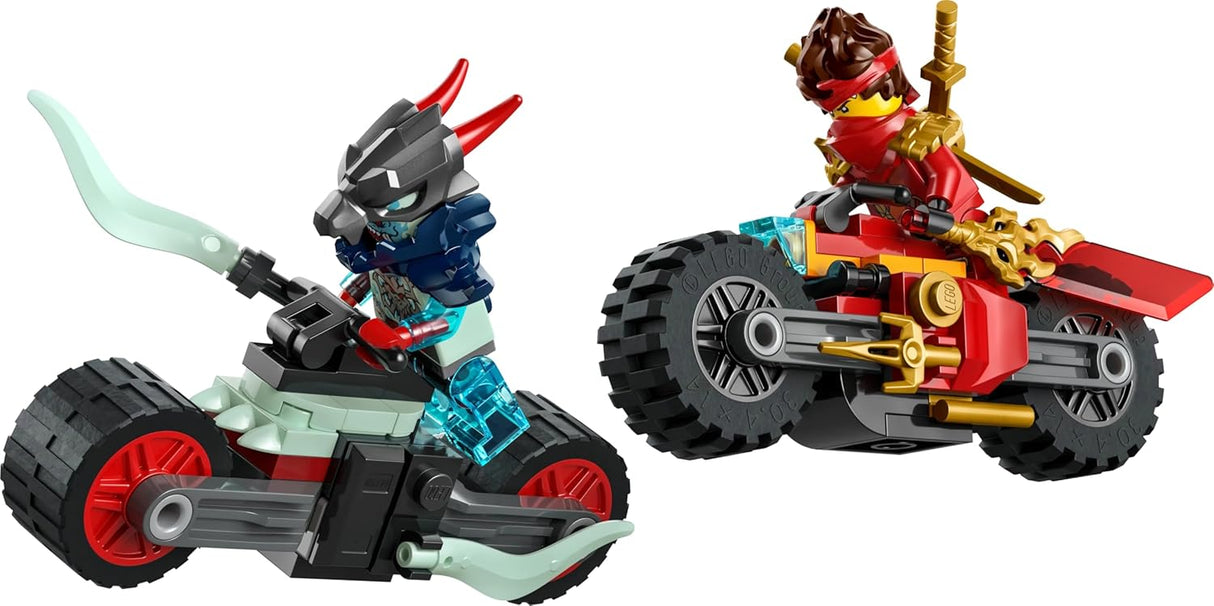 LEGO NINJAGO Kai’s Motorcycle Speed Race Set - 2 Ninja Motorbike Toys with Spinning Wheels plus 2 Minifigures with Weapon Accessories - Gift for 6+ Year Old Boys & Dragons Rising Fans - 71838