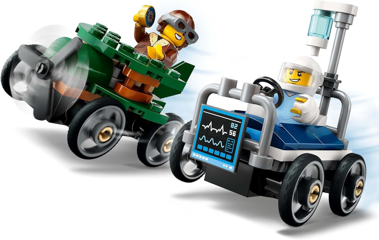 LEGO City Aeroplane vs. Hospital Bed Race Car Pack Toy - Soapbox Car Toys for 5+ Year Old Boys & Girls - Fun Gifts for Birthdays & Holidays - Building Set Includes 2 Minifigures - 60459