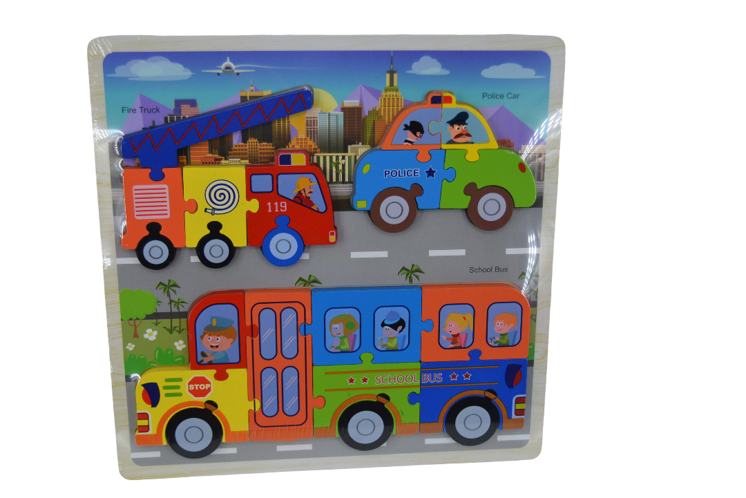 Vehicles 2 Wooden Puzzles – Kids Educational Puzzle Set