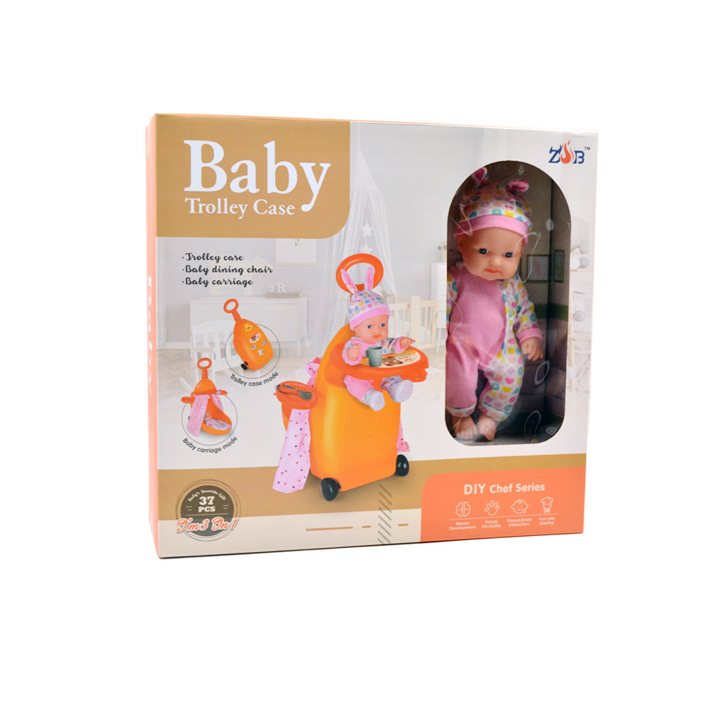 Links to BABY TROLLEY CASE WITH DOLL 3 IN 1 ORANGE by