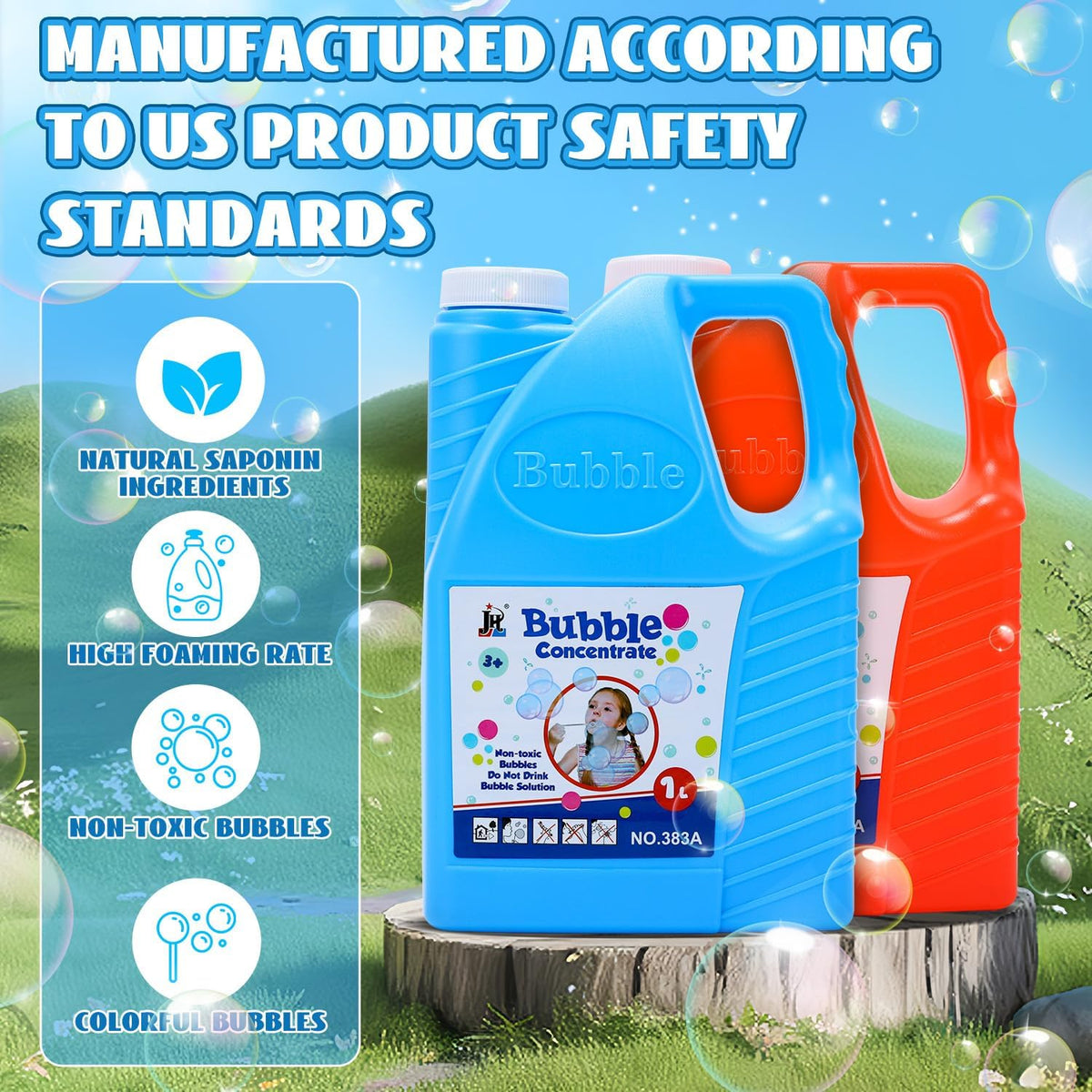 1L Bubble Refill Solution Concentrated Bubble Water Outdoor Summer Toy for Kids Assorted Sold as Single