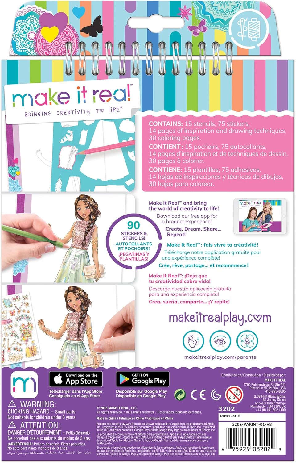 Make It Real Fashion Sketchbook Creative Coloring & Design Kit for Girls