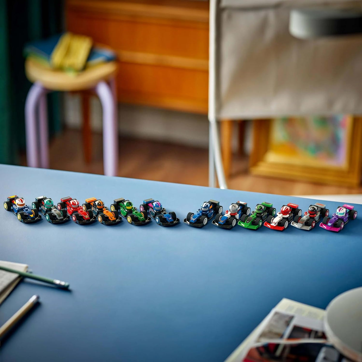 LEGO Minifigures F1 Collectible Race Cars Toys - Get 1 of 12 Mini Car Models with Drivers Helmets & Moving Wheels - Formula 1 Teams incl. Ferrari, Mercedes, McLaren, Red Bull - Mystery Box - 71049