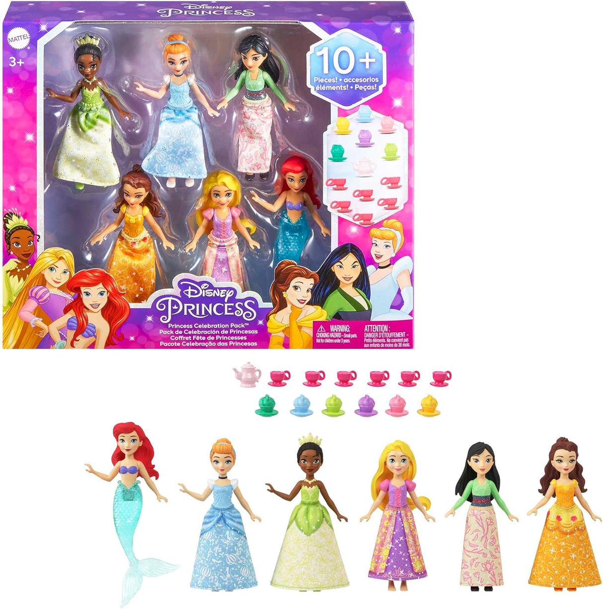 Mattel Disney Princess Celebration Pack 6 Small Dolls Toys