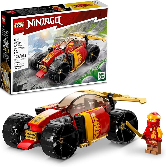 LEGO NINJAGO Kai's Ninja Race Car EVO 71780 building kit with Kai minifigure, golden katanas, and upgradeable wheels