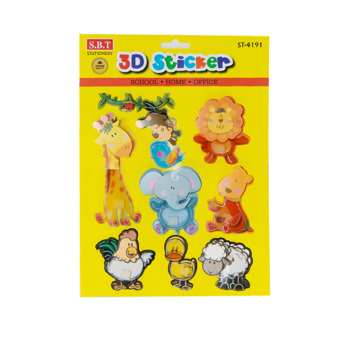 Animals 3D Stickers (Assorted Colors, Sold As Single)