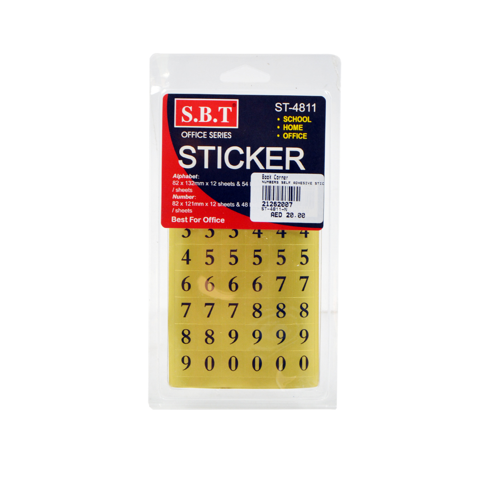 Numbers Self Adhesive Stickers