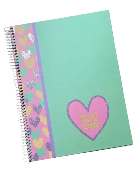 A4 Hardcover Spiral Notebook – 80 Sheets, 90 GSM, Lined – Hearts Design