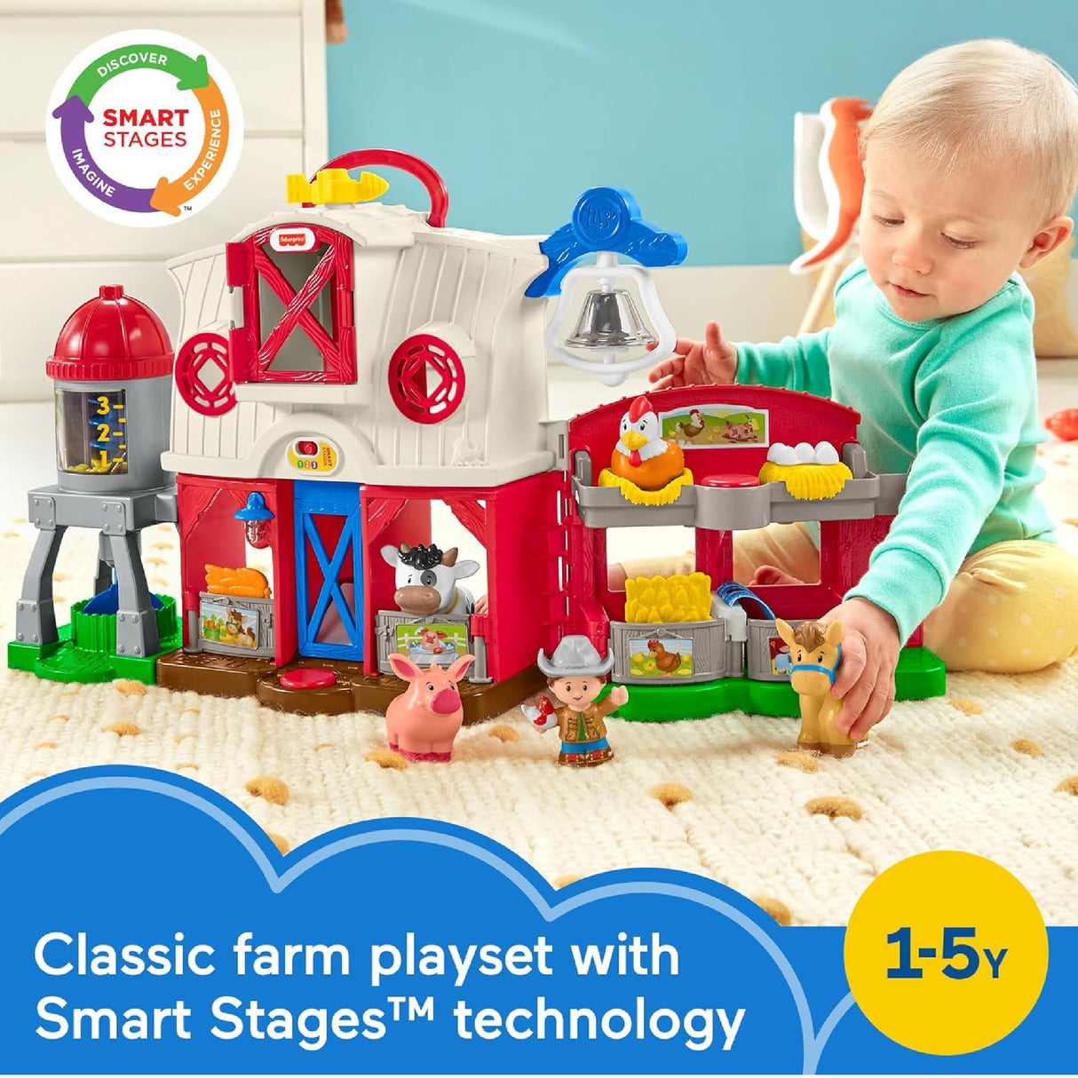 Fisher-Price Little People Toddler Learning Toy Caring For Animals Farm Interactive Playset