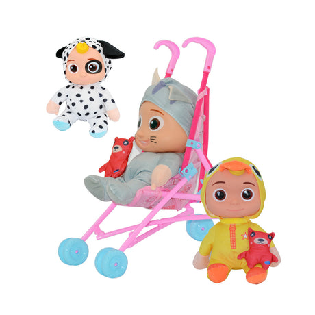 Links to COCOMELON DOLL WITH STROLLER 3 ASSORTED by