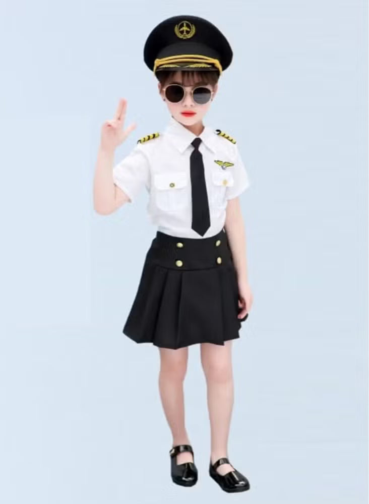 Dress Up Pilot Costume for Girls Airline Captain Uniform for Career Day
