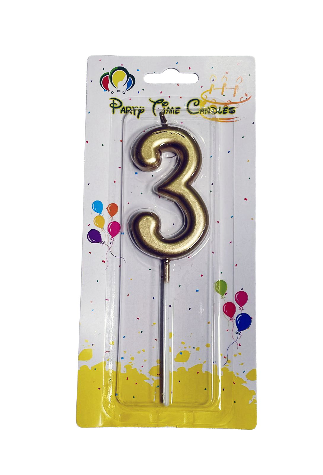 Age 3 Gold Candle Birthday Party Decoration