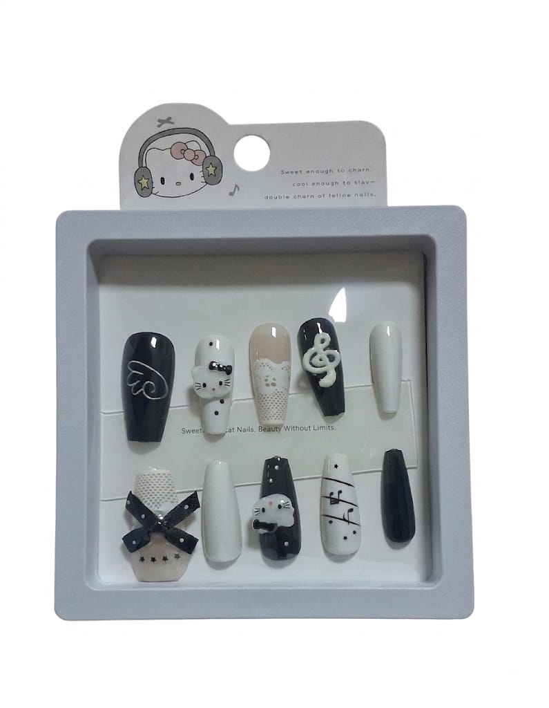 Hello Kitty 3D Press-On Nails for Girls – Cute Nail Art Set