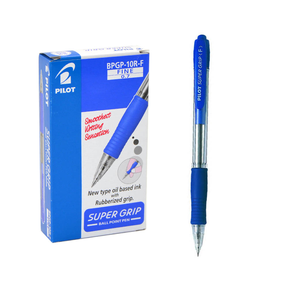 Pilot Super Grip Clicker Ballpoint Pen – Blue 0.7 mm
