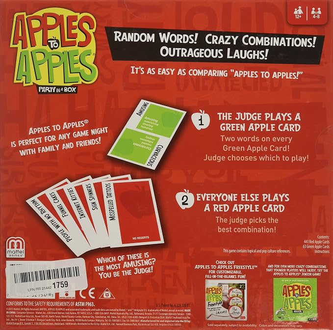 Mattel Apples to Apples Party Box Set of 3 Card Games