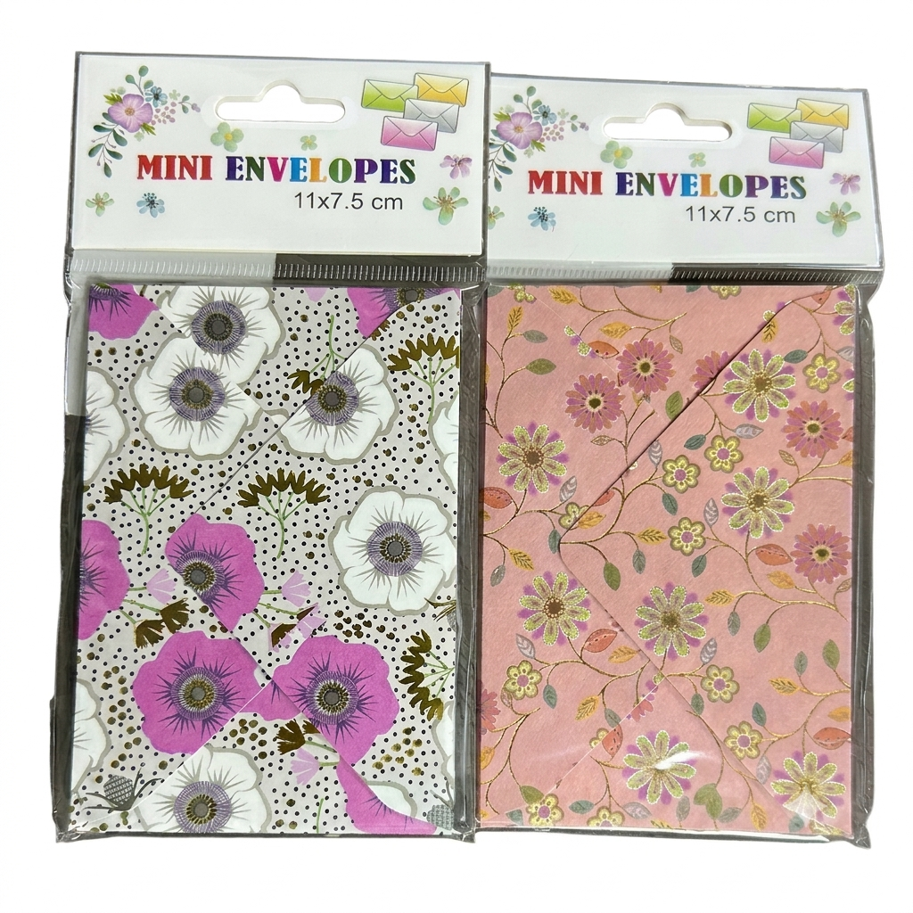 Mini Envelopes 11x7.5 cm 10 pack featuring Assorted Designs 2 for gift cards and notes