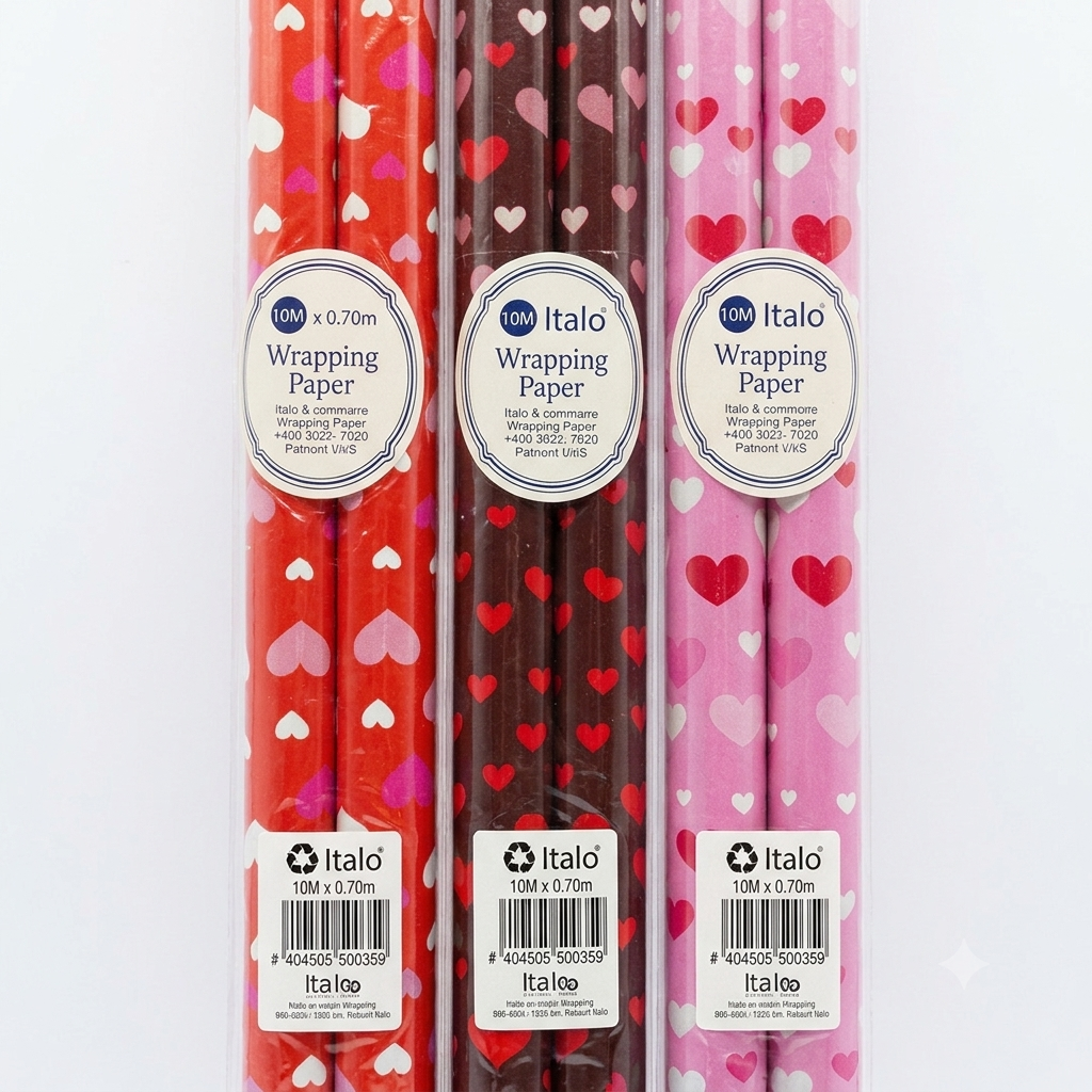 Heart Design Gift Wrapping Paper Roll 2 Pcs Set for Valentine's and Anniversaries