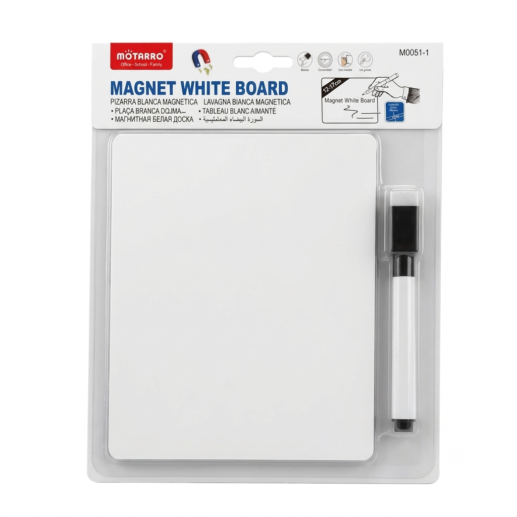 Motarro Magnetic White Board with Marker 12x17cm Mini Dry Erase Board