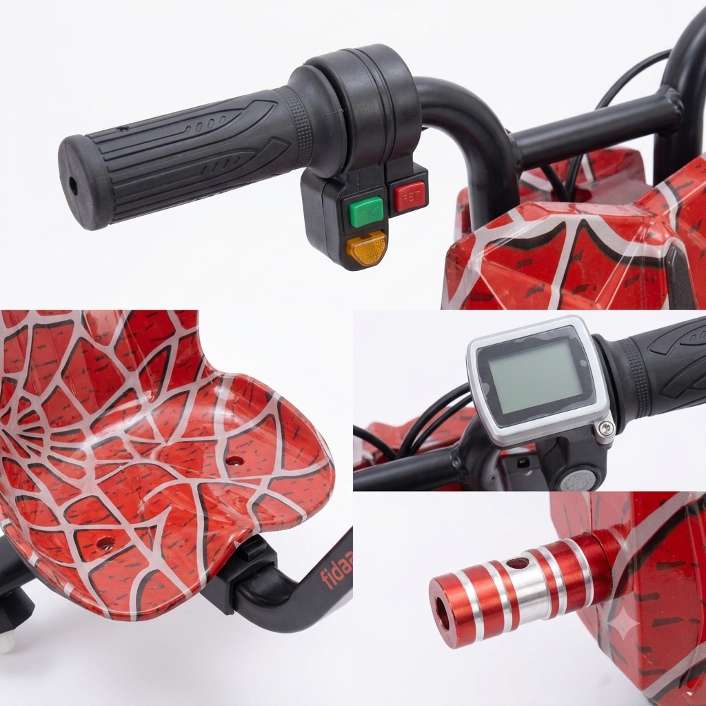 3 Wheels Electric Drifting Trike Red Spider Design for Kids Ages 3-8