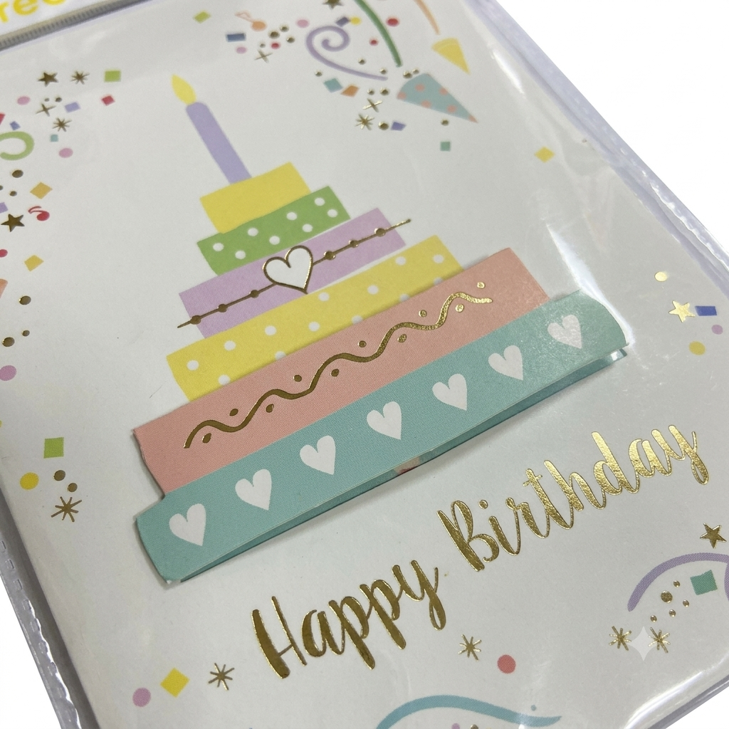 Happy Birthday Greeting Glitter Card Sparkling Birthday Card with Envelope