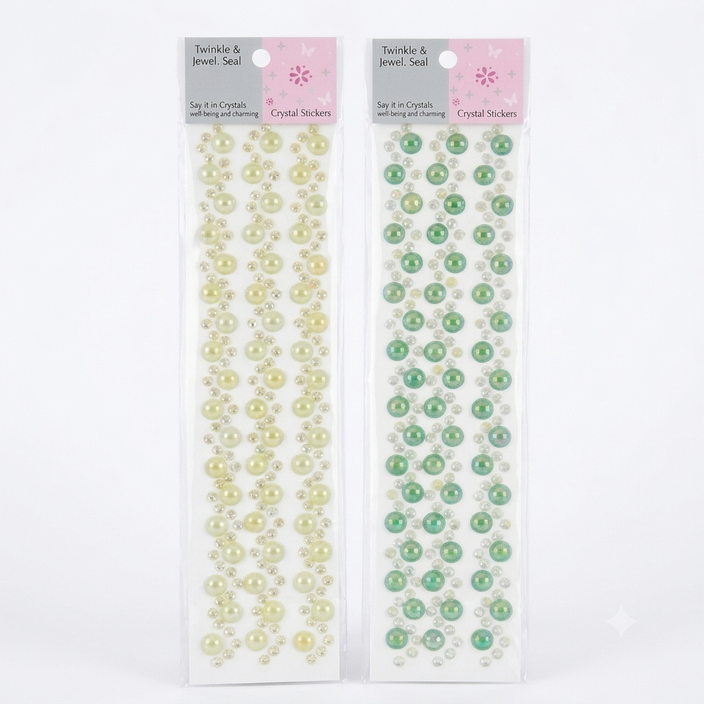 Assorted crystal stickers sheet featuring gemstone-shaped adhesive decorations for DIY crafts