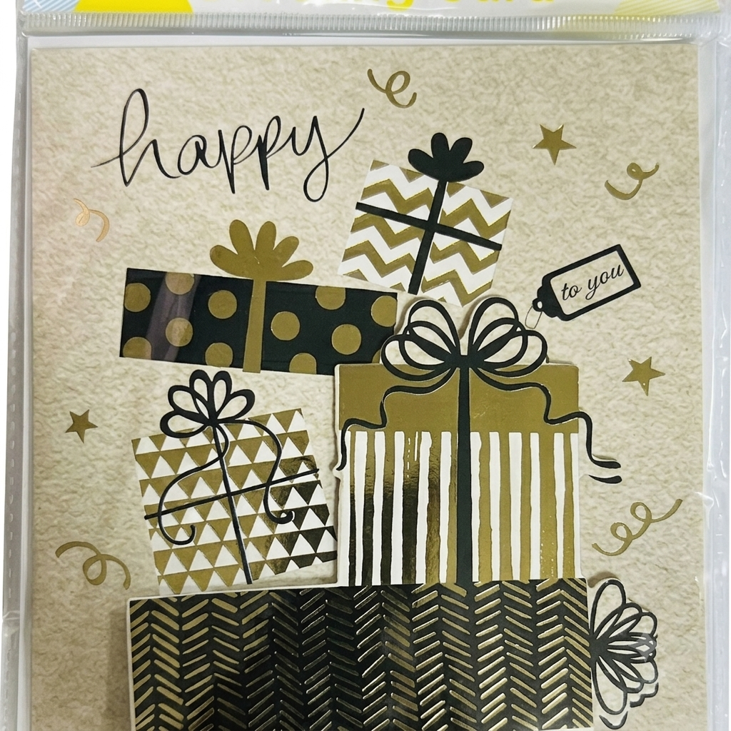 Happy Birthday Greeting Glitter Card Sparkling Birthday Card with Envelope
