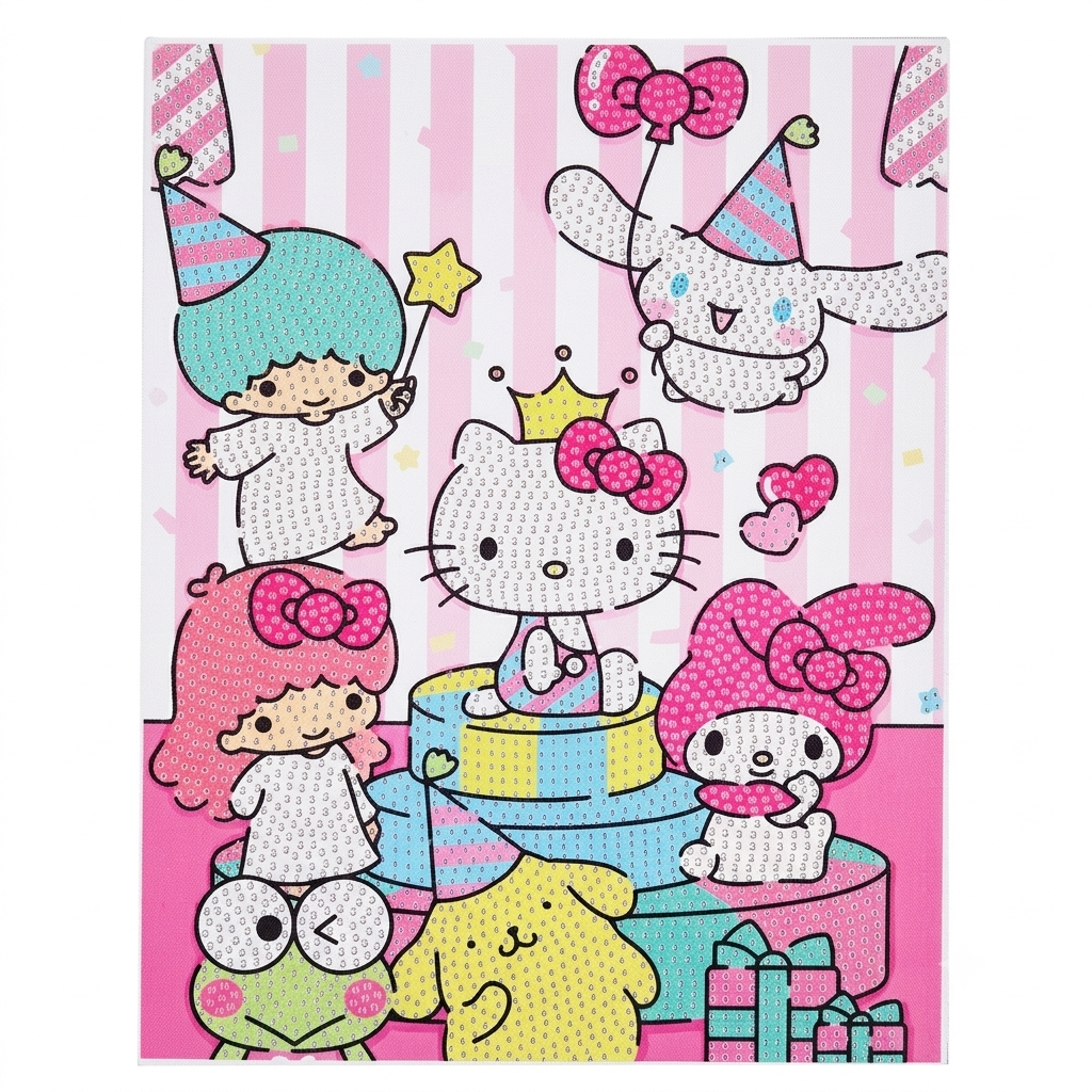 Hello Kitty Diamond Painting Set 23x30cm canvas with colorful gems for DIY crystal art