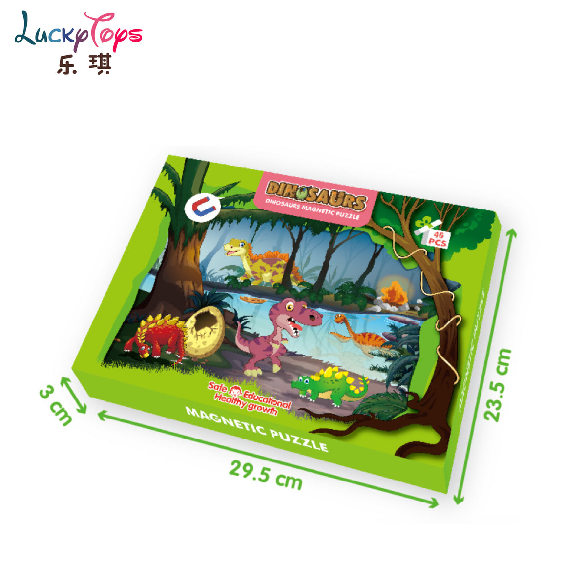 Rainforest Dinosaurs Magnetic Puzzle 46 Pieces – Portable Educational Learning Toy