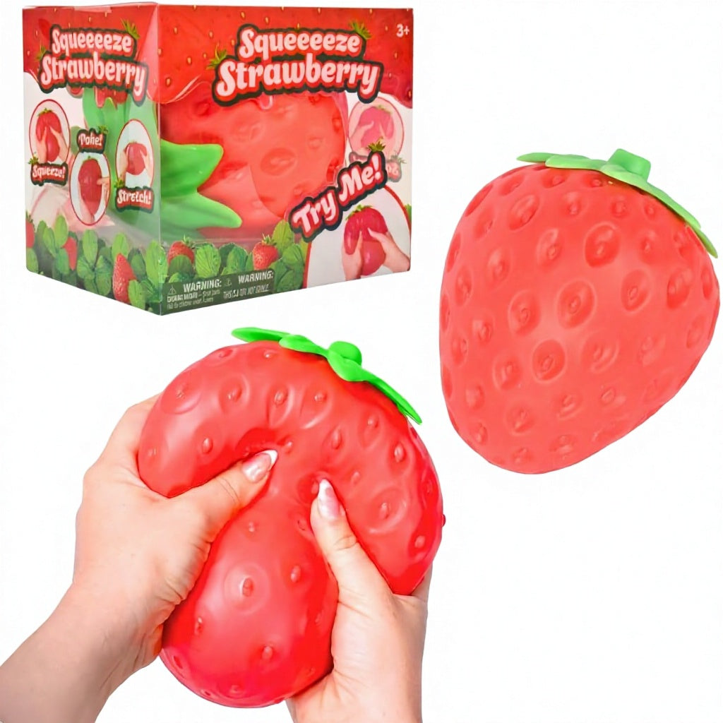 Strawberry Soft Squishy Toy Large – Jumbo Sensory Stress Relief Squeeze Toy (Sold as Single)