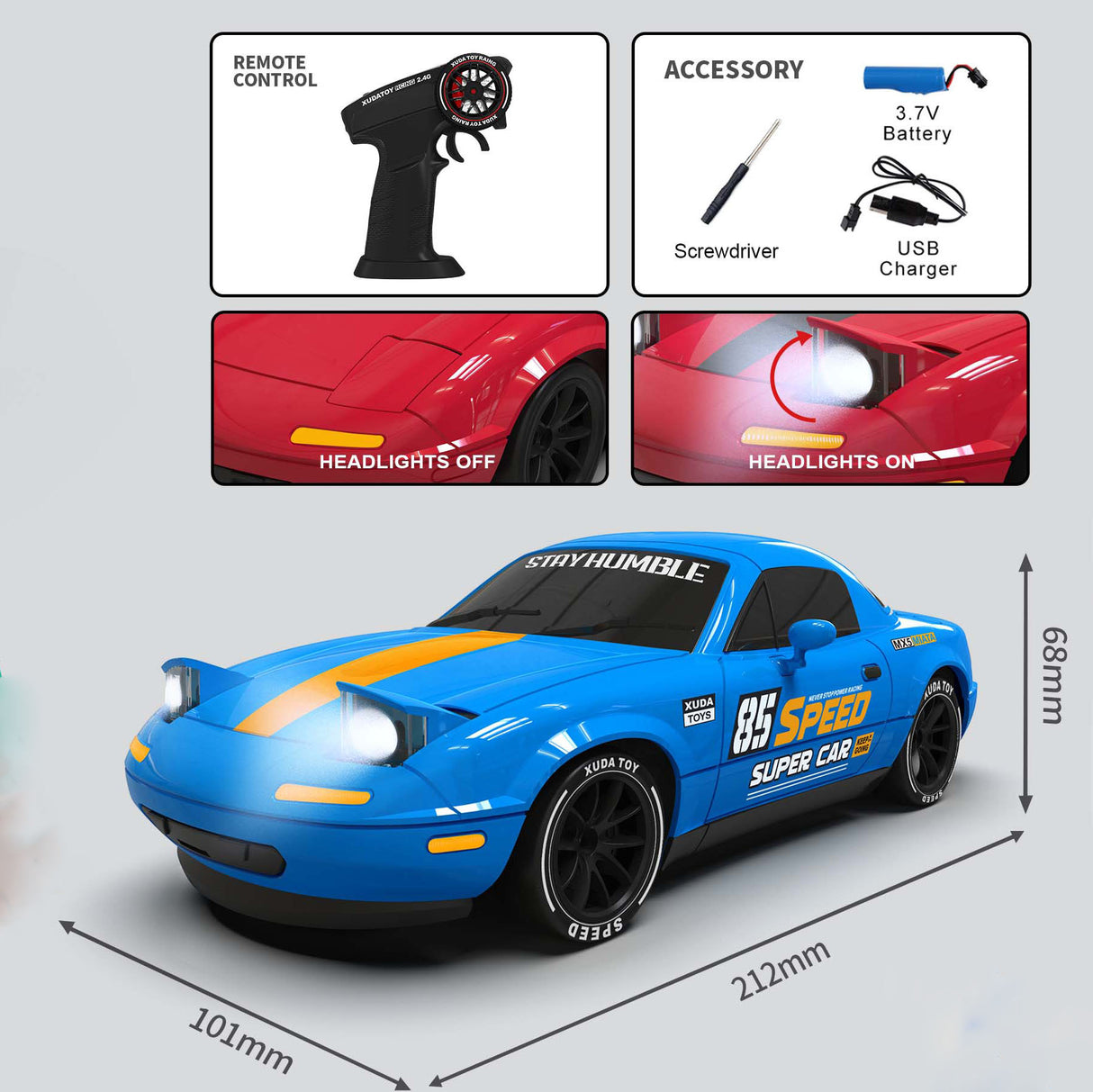 Speed 4WD Drift Racing Car 1:20 Scale – 3 Assorted
