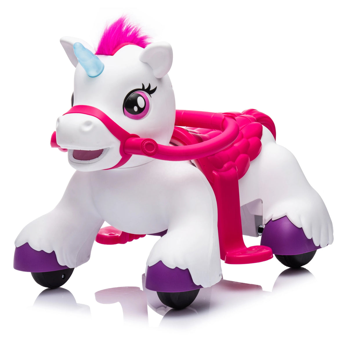 Qaba 12V Battery-Powered Ride-On Horse – White, Ages 1.5–3 Years
