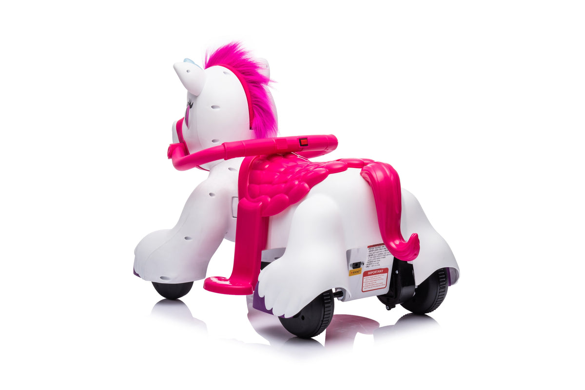 Qaba 12V Battery-Powered Ride-On Horse – White, Ages 1.5–3 Years
