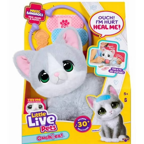 Little Live Pets Ouchies Single Kitten: Interactive Toy with Realistic Sounds and Touch Response